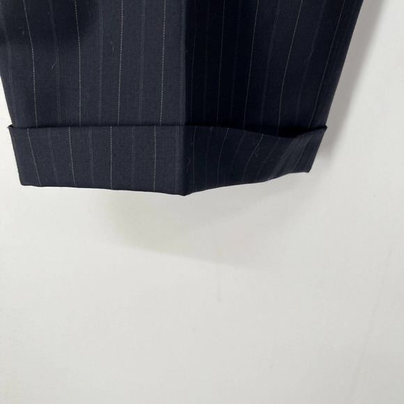 Corneliani Mens Dress Pants Sz L 37x32 Black Striped 100% Extra Fine Virgin Wool - Picture 7 of 10